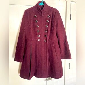 Guess Women's Double-Breasted Plum Pea Coat